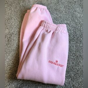 Pink Palm Puff Sweatpants in Pink Size Medium